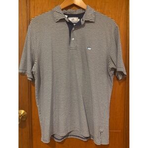 Southern Tide Medium polo navy stripe men's short sleeve Pima cotton stretch